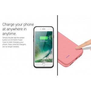 【革命性設計】OXYGEN 超薄充電手機保護殼 - 4.7" 玫瑰金色 (iPhone 5s - 8適用)